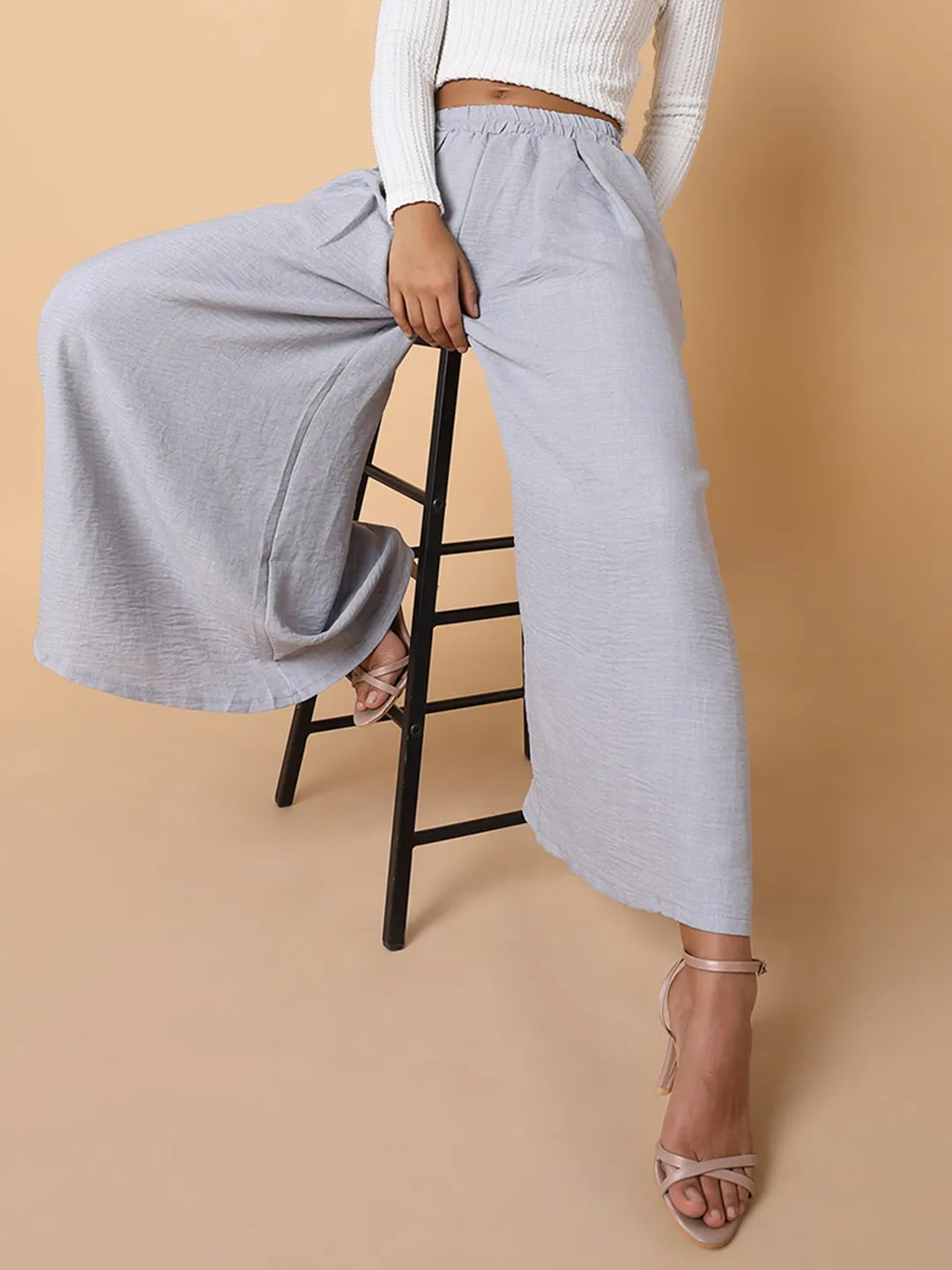 Women Solid Grey Loose Fit Trouser