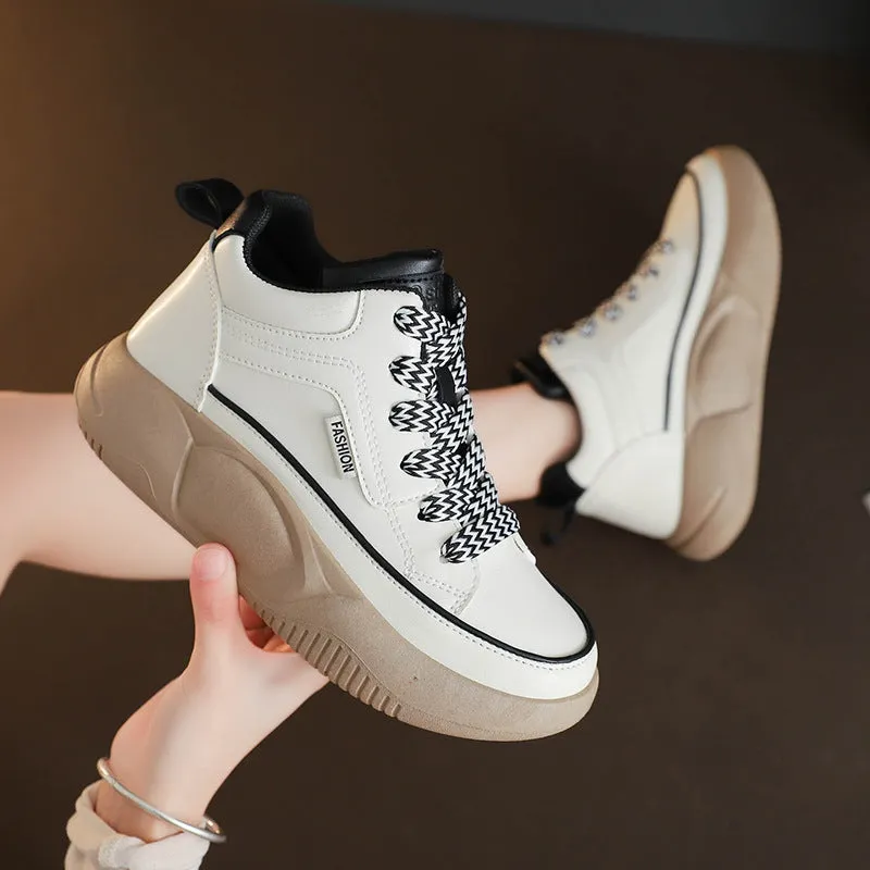 Women's Autumn Breathable Daddy Thick Bottom Versatile Canvas Shoes