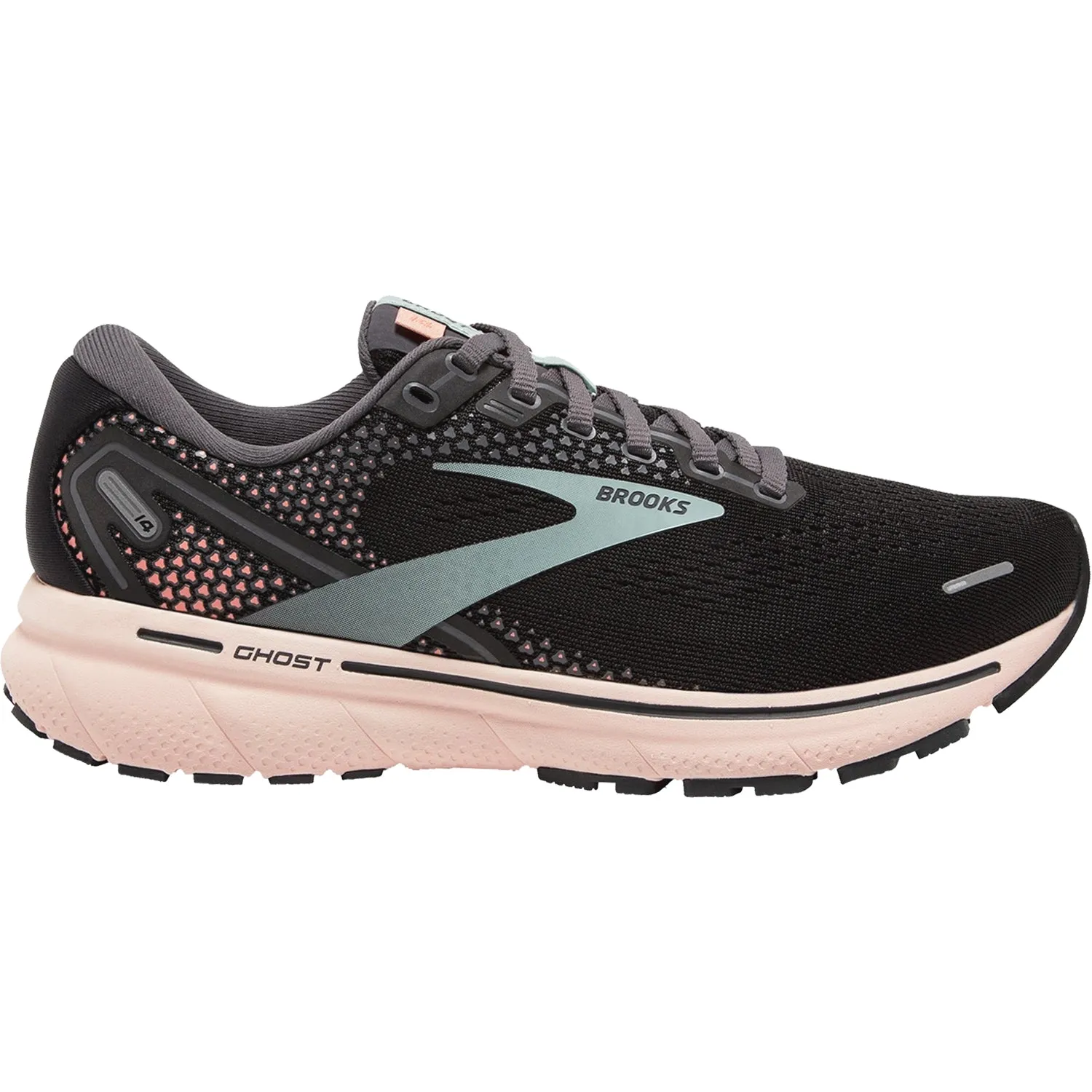 Women's Brooks Ghost 14 Black/Pearl/Pink Mesh