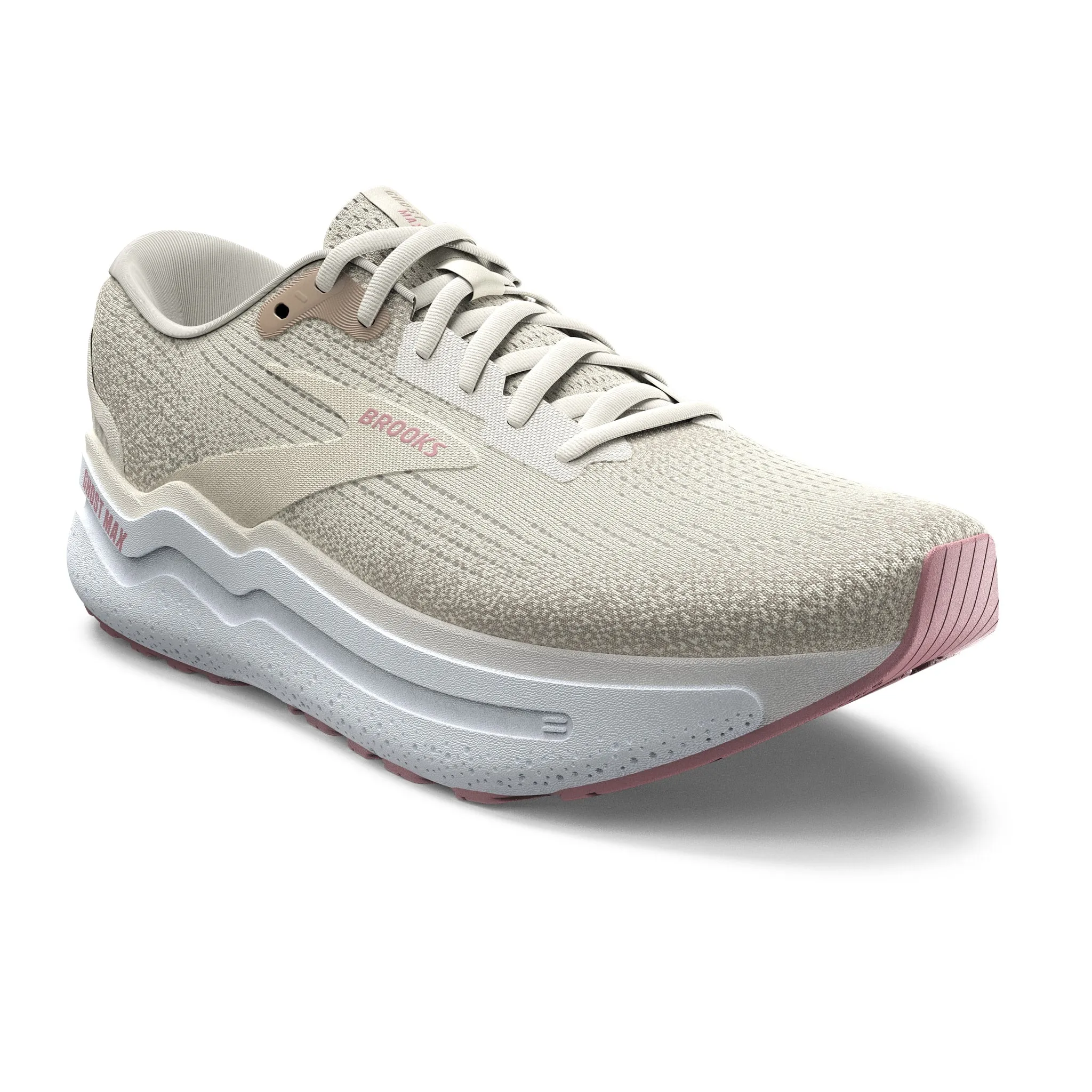 Women's Brooks Ghost Max 2 Road Running Shoe in Coconut Milk/Gray/Zephyr