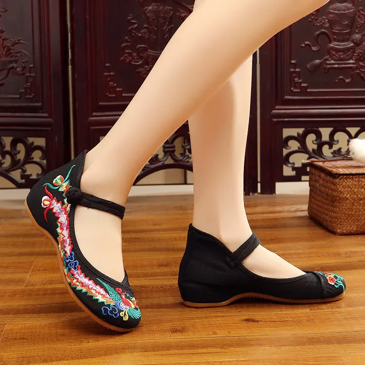 Women's Colorful Phoenix Square Dance Tendon Bottom Canvas Shoes