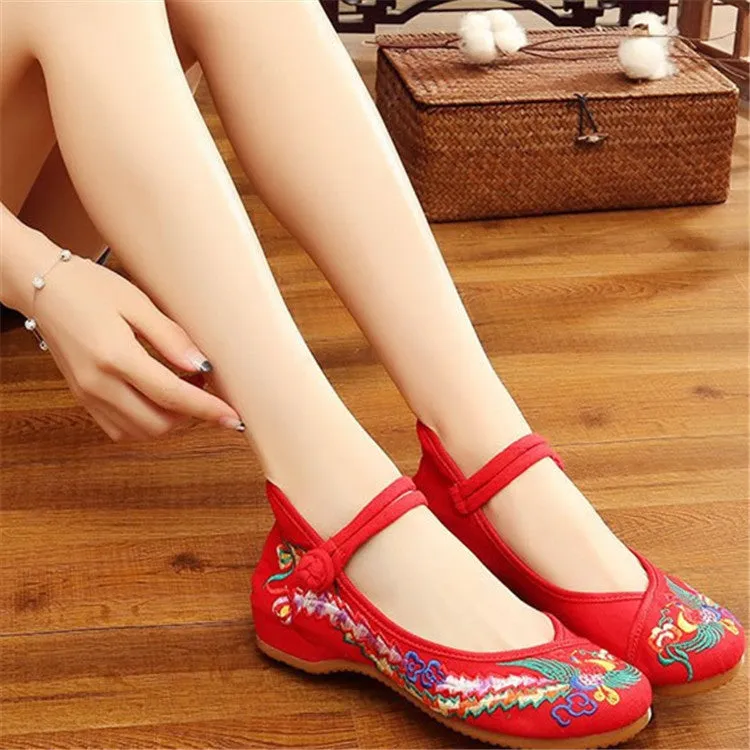 Women's Colorful Phoenix Square Dance Tendon Bottom Canvas Shoes