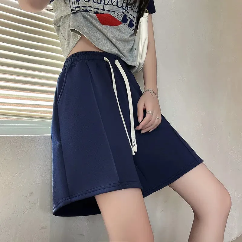 Women's Drawstring High Waist A-line Cotton Sports Casual Trousers