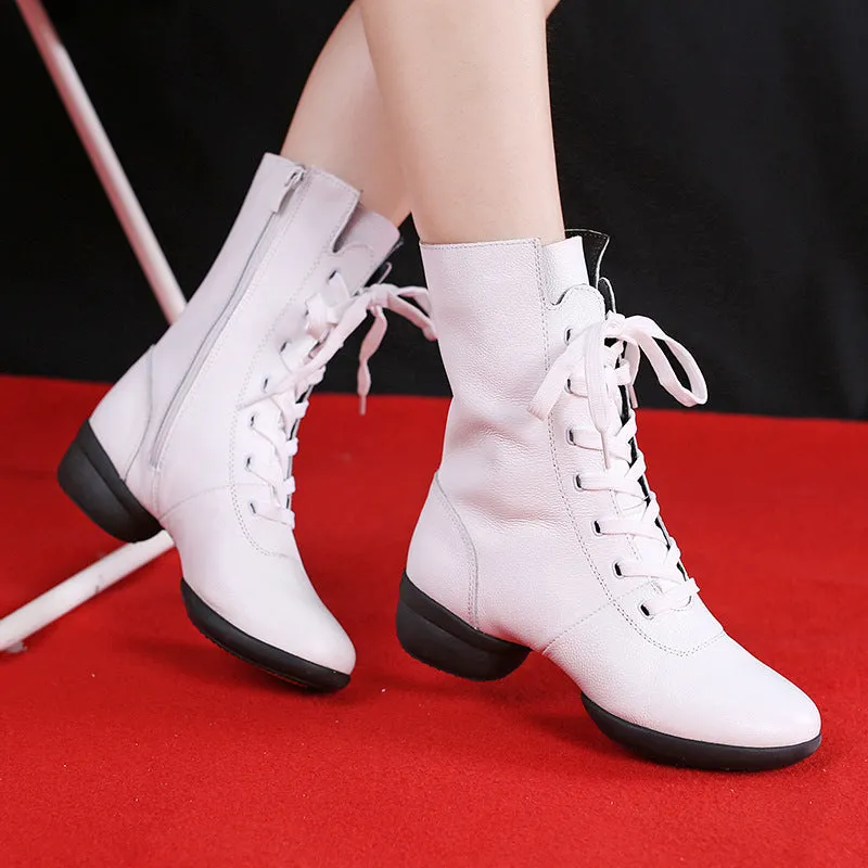 Women's Leatherette 4cm Heel Jazz With Lace-up Dance Boots Jazz Dance Shoes