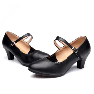 Women's Leatherette 5cm Heels With Buckle Character Shoes