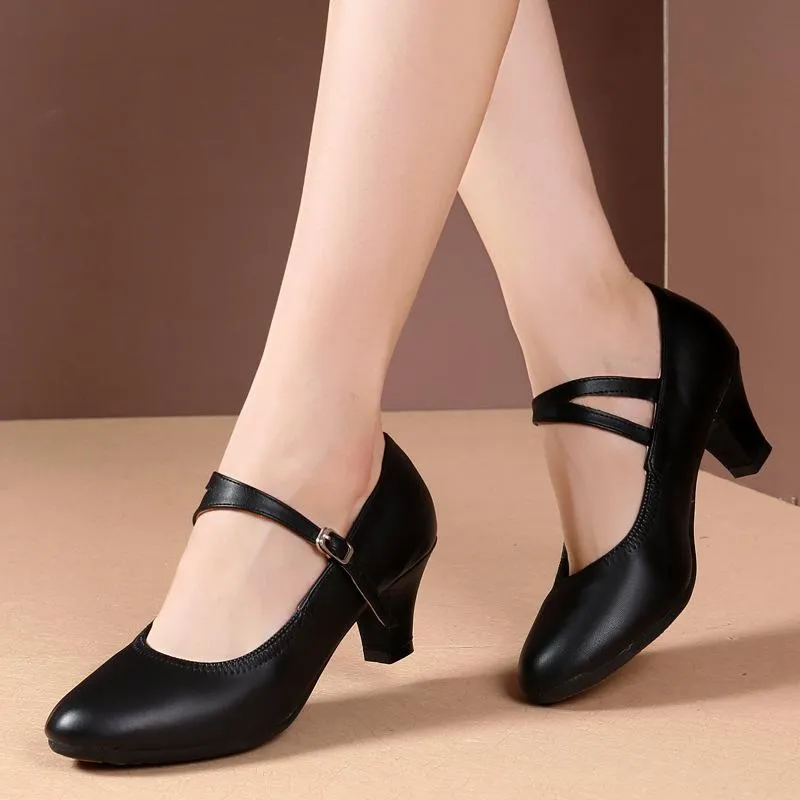 Women's Leatherette 5cm Heels With Buckle Character Shoes