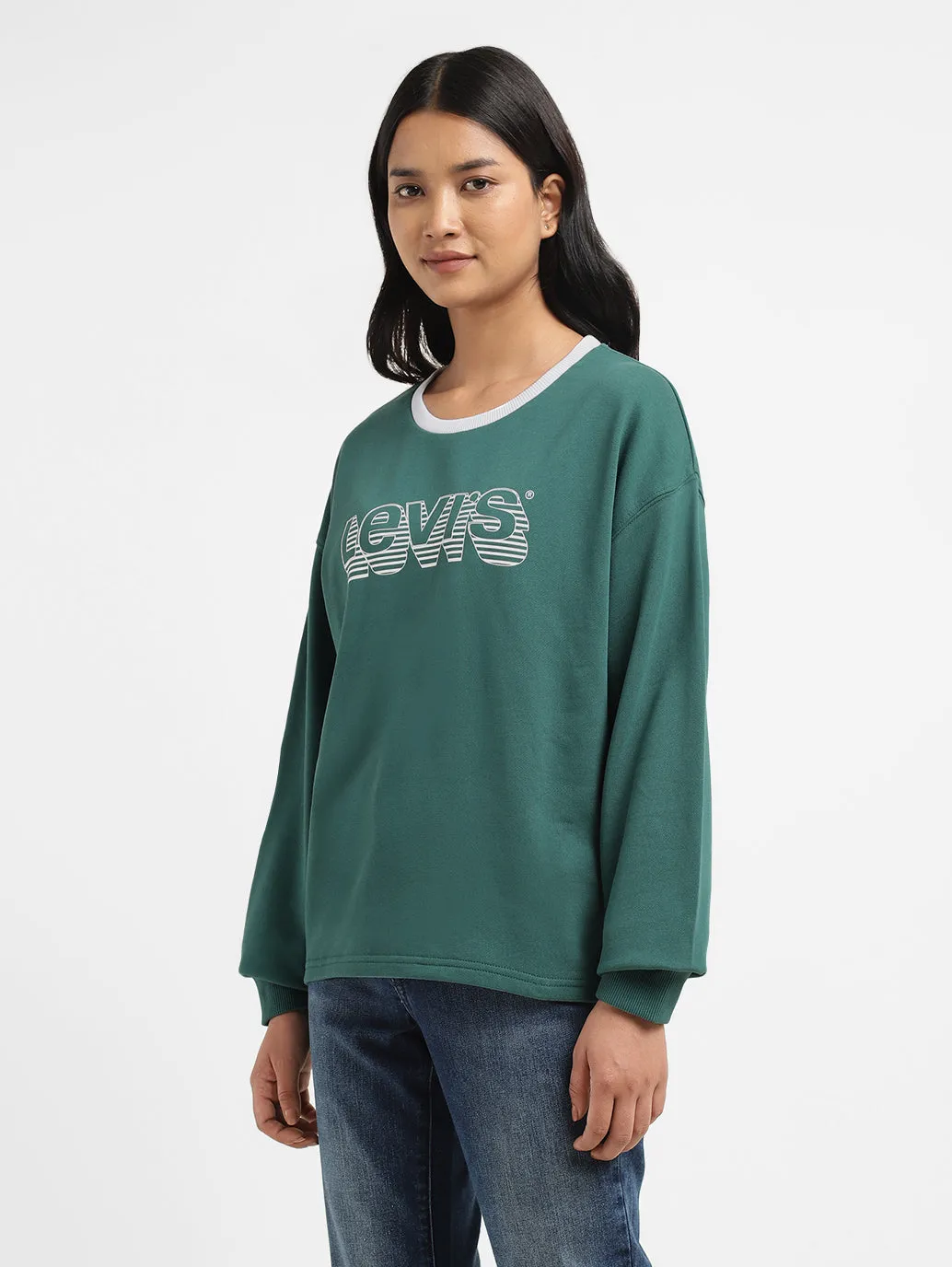 Womens Printed Crew Neck Sweatshirts