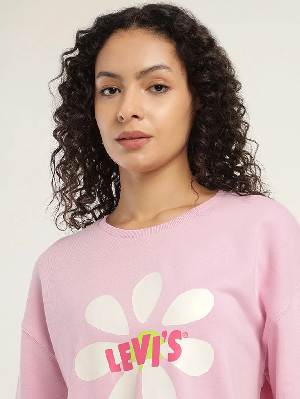 Women's Solid Lilac Crew Neck Sweatshirt