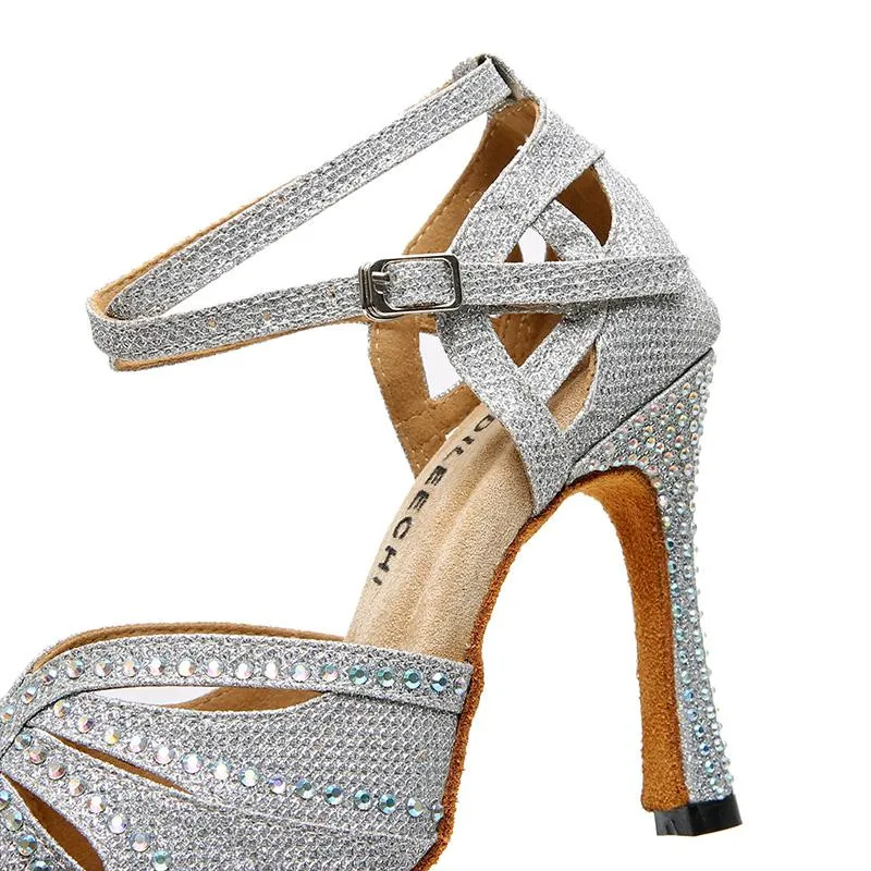 Women's Sparkling Glitter Customized Heel Ballroom Dance Shoes/Latin Dance Shoes