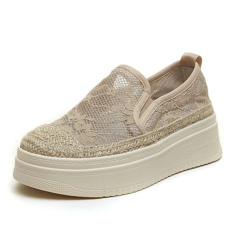 Women's Summer Platform Mesh Surface Lazy Linen Men's Shoes