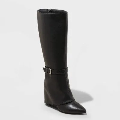 Women's Tall Novie Dress Boots - A New Day Black 8.5