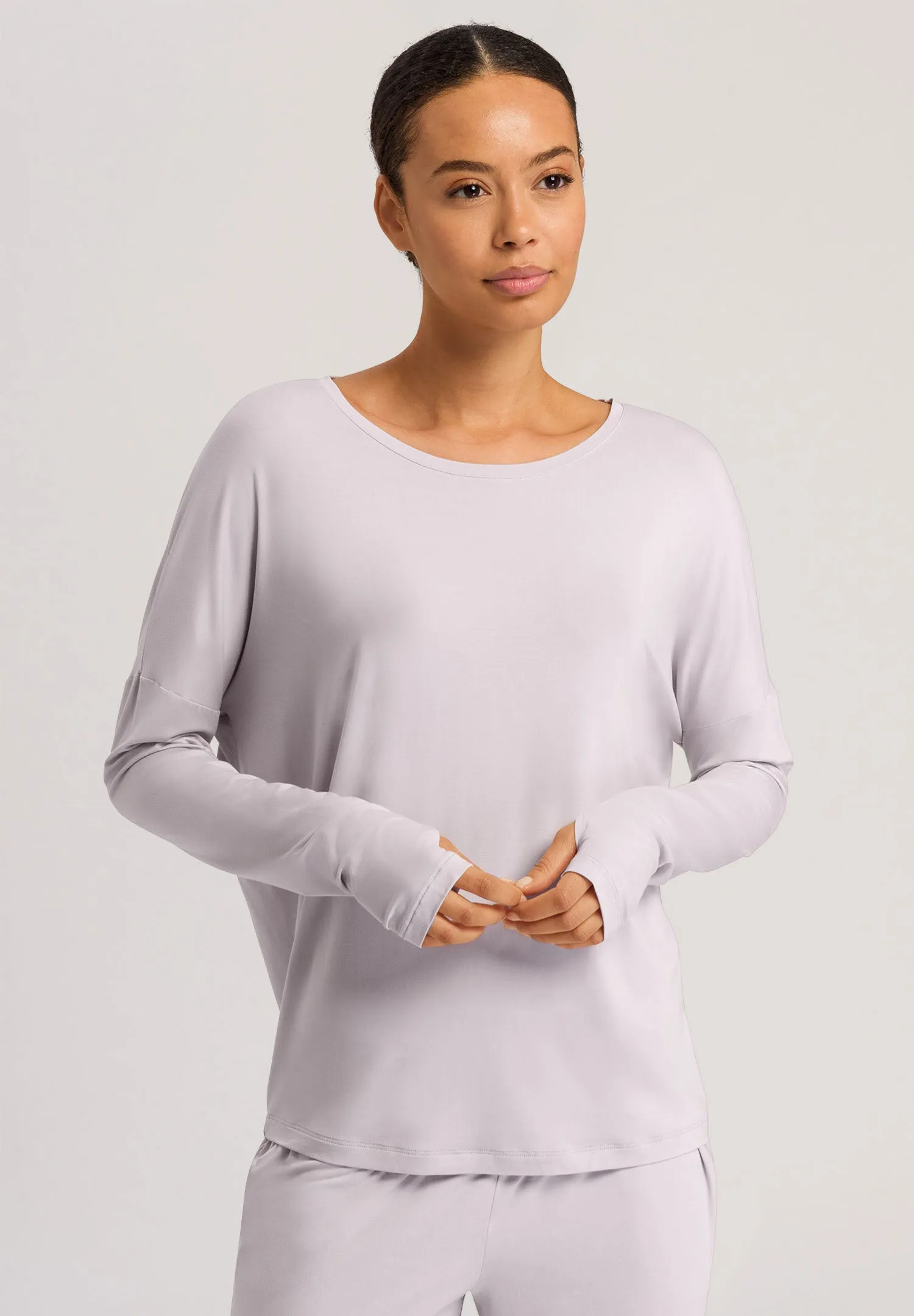 Yoga Relaxed Round Neck Top | Lilac Marble 78796-2461