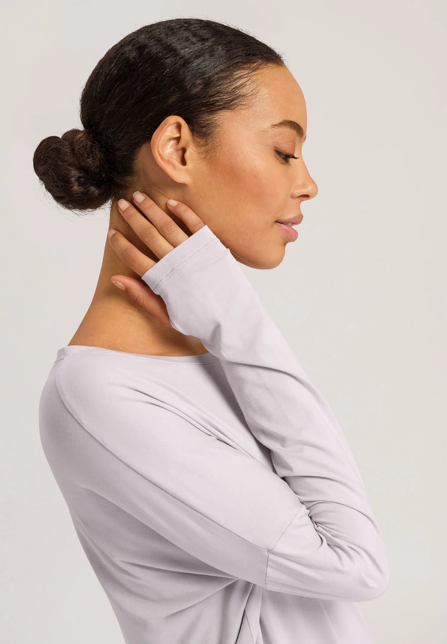 Yoga Relaxed Round Neck Top | Lilac Marble 78796-2461