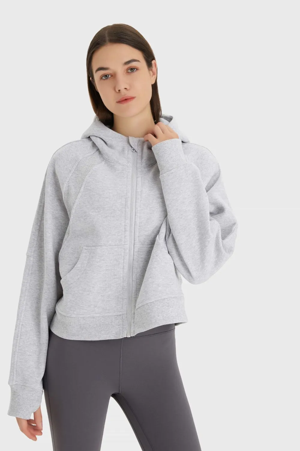 Zip Up Thumbhole Hooded Sports Jacket